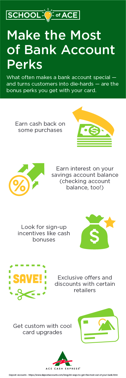 Make the Most of Bank Account Perks Graphic Top tips for maximizing bank account perks infographic