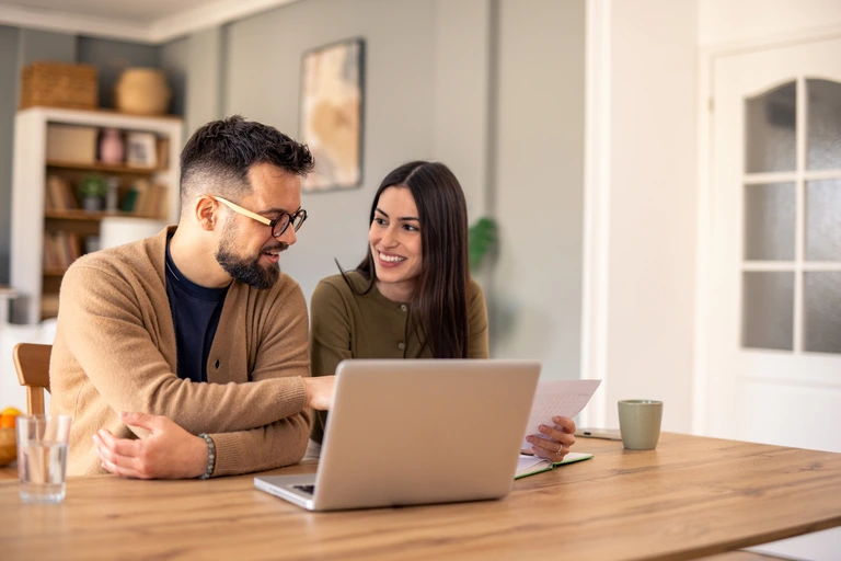couple creating a budget together