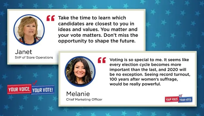 Employee testimonials about voting Employee testimonials about voting