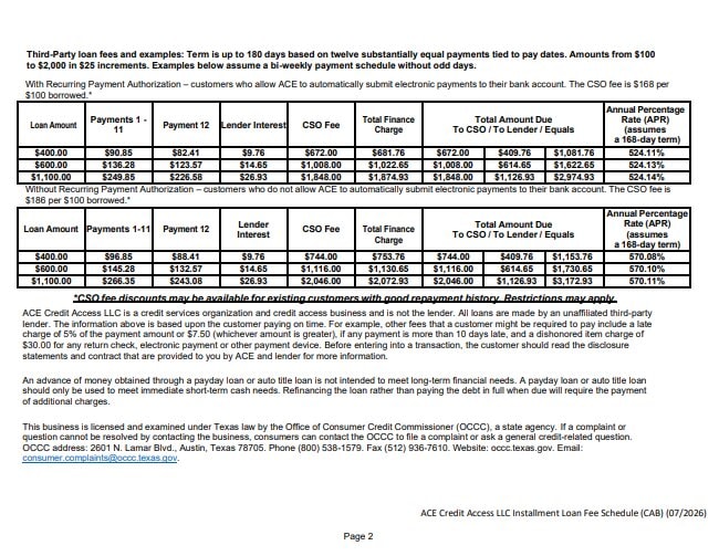 TX Rates CAB