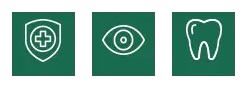 ACE has medical, vision, and dental benefits for full-time employees medical, vision, and dental icons
