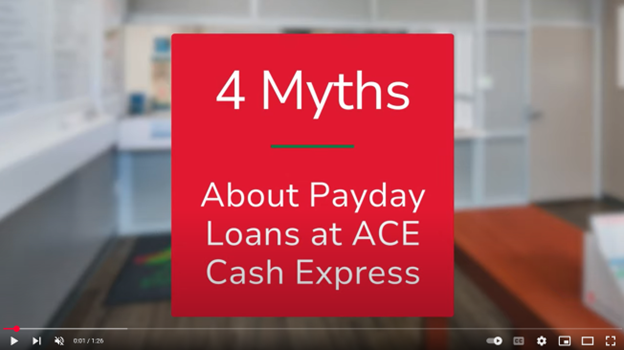 title slide of "4 Myths about Payday Loans at ACE Cash Express"