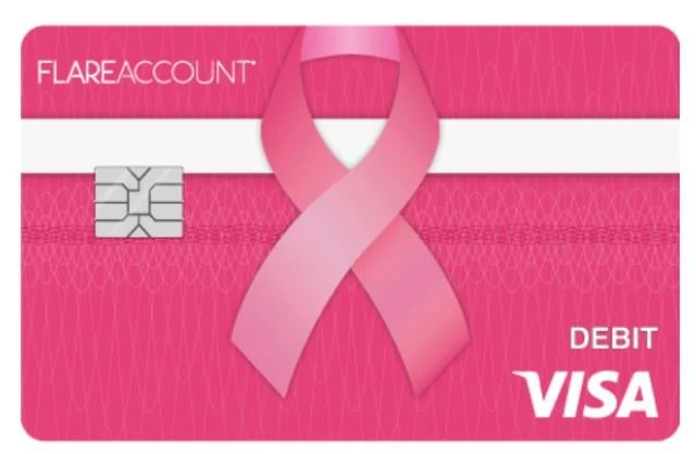 image of the Flare Account Pink Debit VISA card