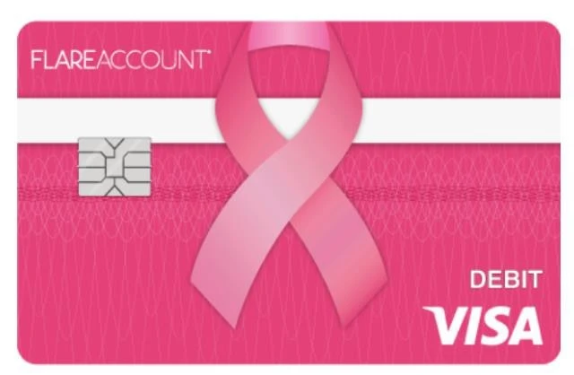 Pink Card image of the Flare Account Pink Debit VISA card