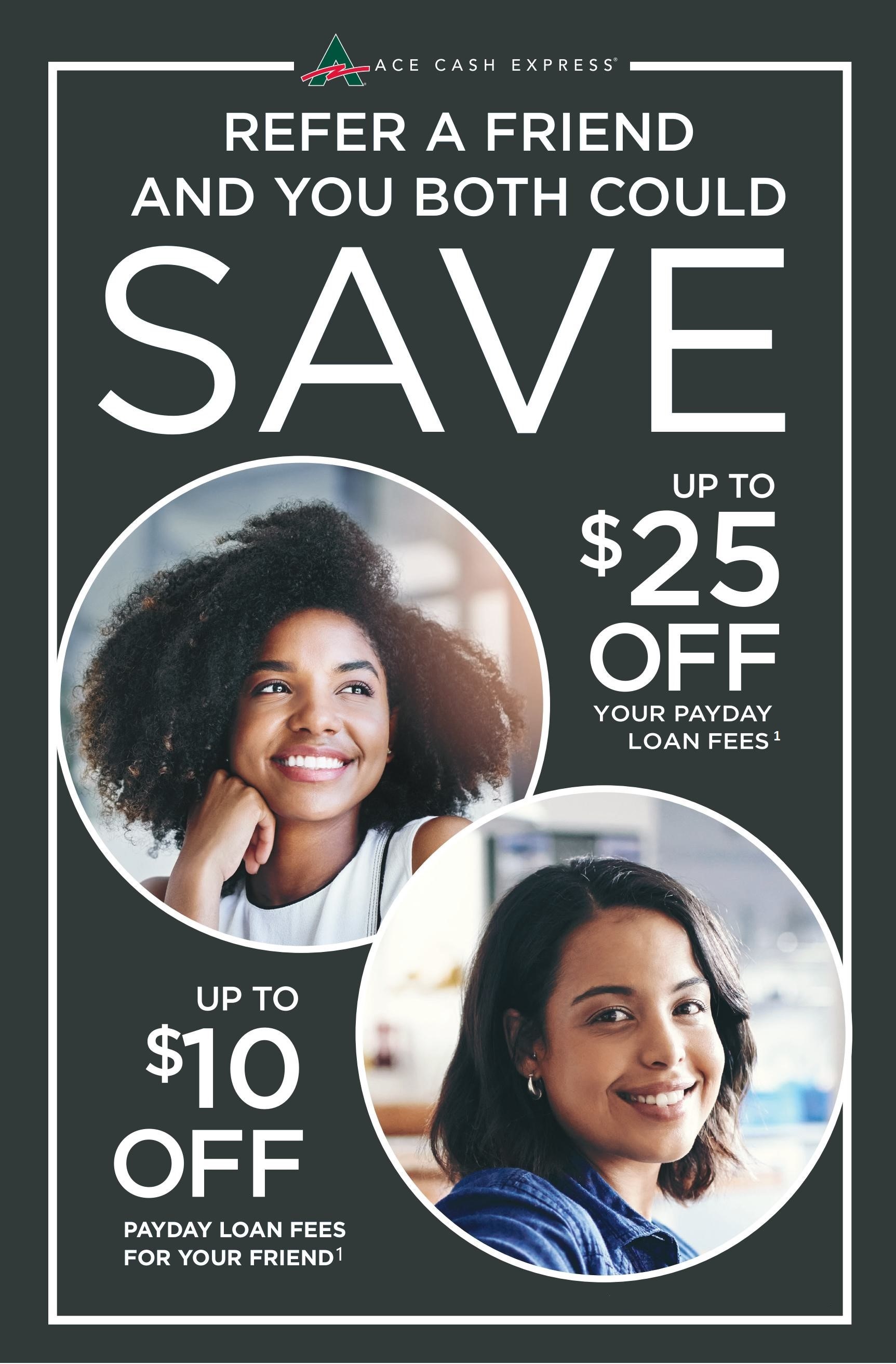 Save on Payday Loan Fees for You and a Friend in California image